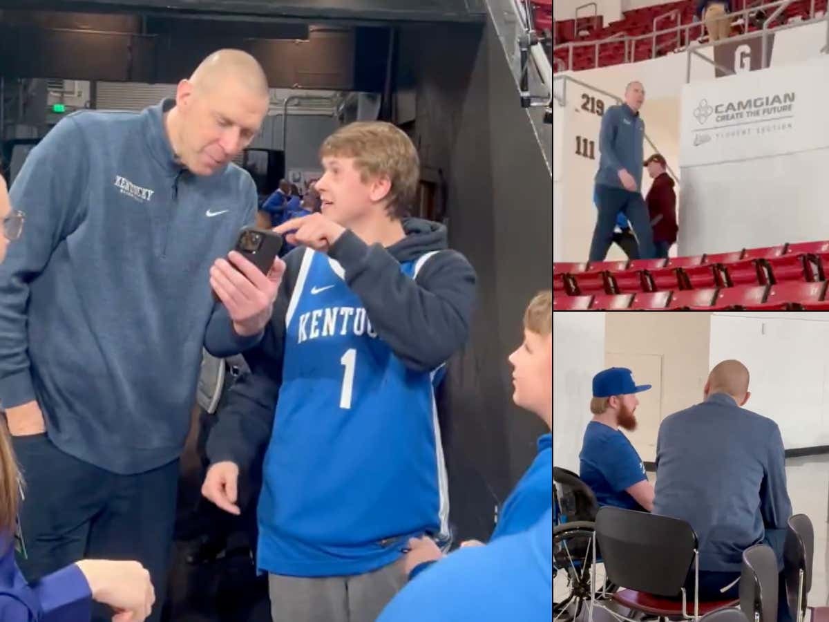 FaceTiming A Fan's Grandma, Walking Around The Arena To Sit With A Fan In A Wheelchair After A Win - Mark Pope Is The Perfect Kentucky Coach