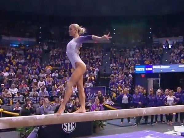 Livvy Dunne Attempted The Beam For The First Time In Her Storied LSU Career And It Went As Well As You'd Expect